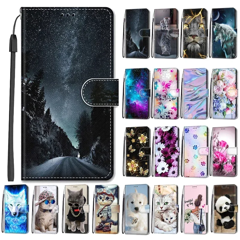 Google Pixel 8A - Casing Flip pola bunga, sarung HP