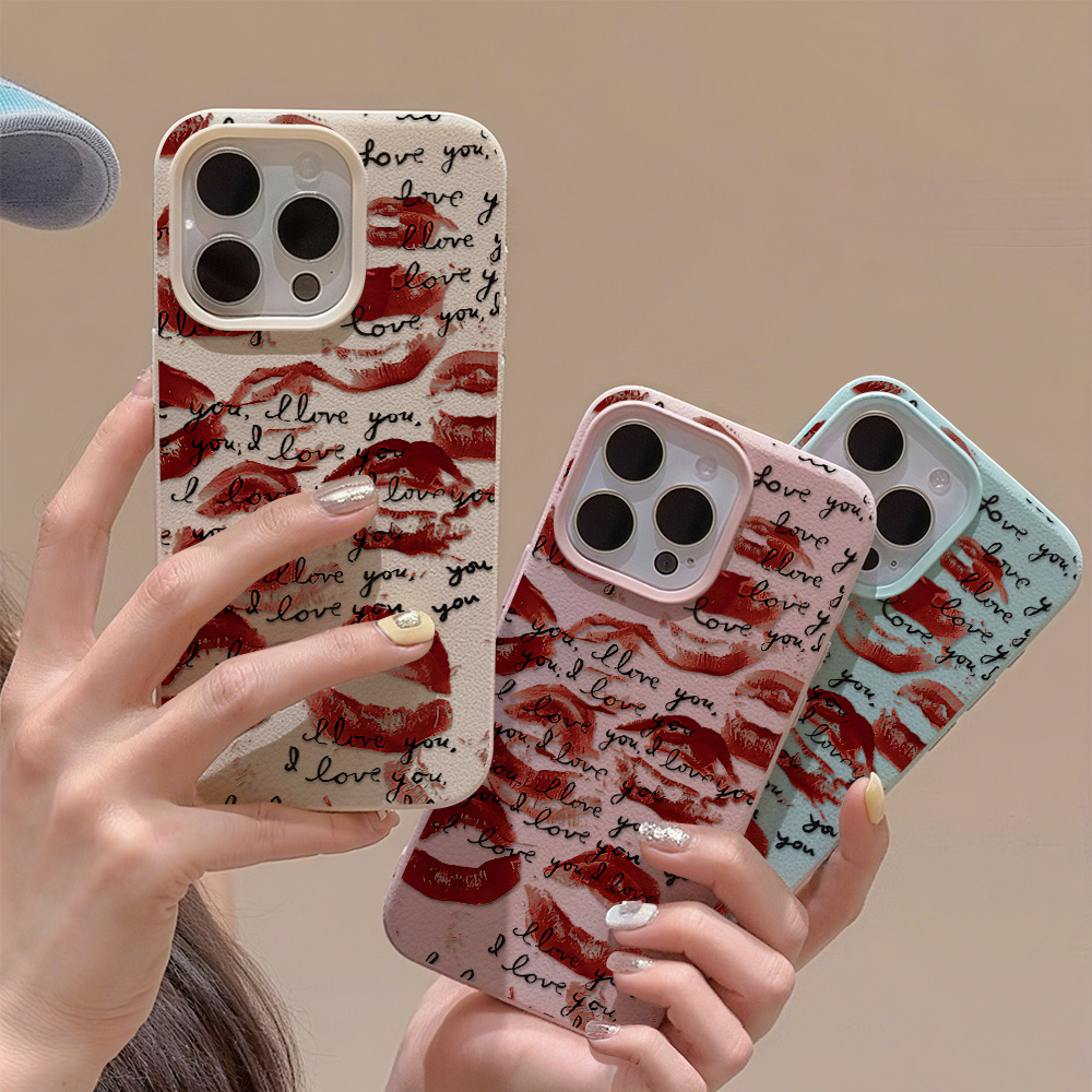 Apple Iphone 16 - Casing Ponsel Kulit Merah Cerah Untuk